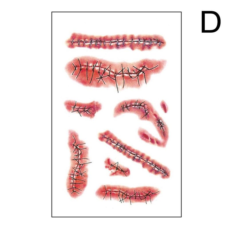 Halloween scar tattoo stickers, cosplay props, realistic tattoo stickers